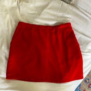 Red Polyester Mini Skirt